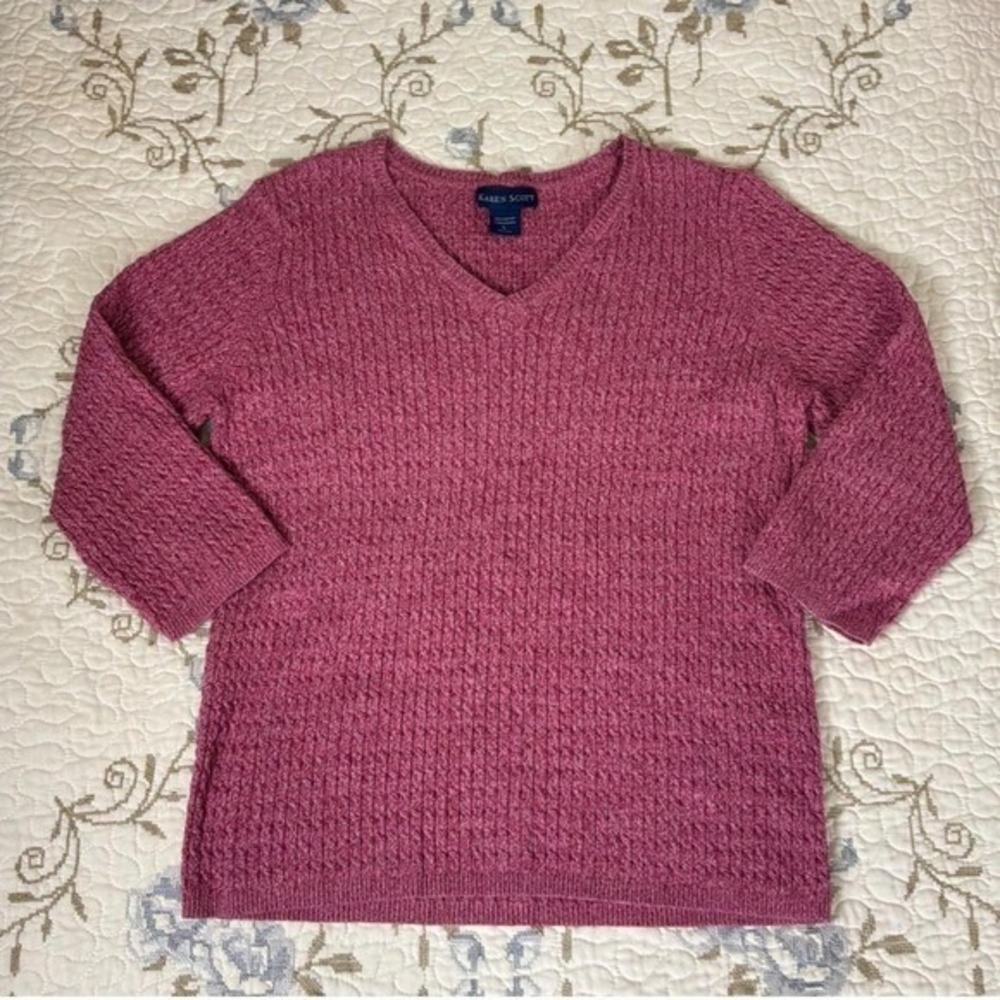 Karen Scott cozy textured knit sweater Large